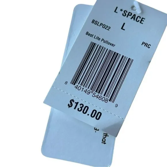 L*Space L Best Life Pullover‎ Pink Cream Terry Sweatshirt Sporty Colorblock New - Picture 5 of 12